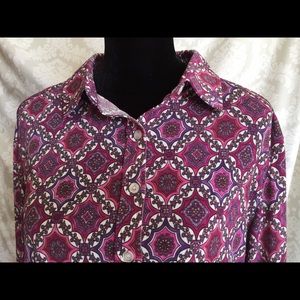 TravelSmith print top L NWOT